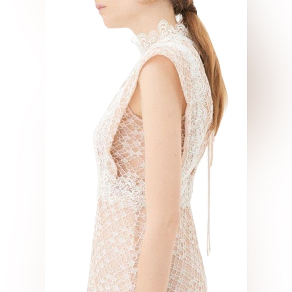 Sandro Peaches Pink Lace Sleeveless Dress Size 3 L (Flawed) - Picture 5 of 16